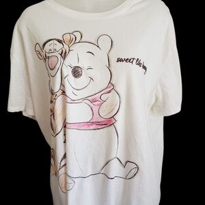 Disney White and Pink Winnie the Pooh Short Sleeve Tee
